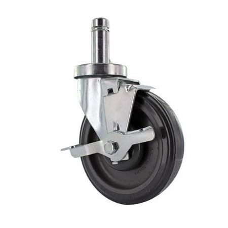 Casterhq Universal Steel Wire Post Shelving Caster, 5" Polyurethane Wheel,  POLY-STEEL-POST-CASTER